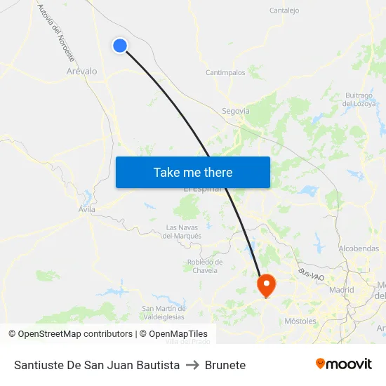 Santiuste De San Juan Bautista to Brunete map