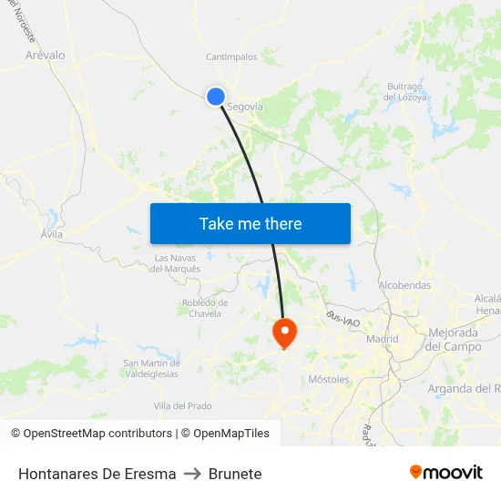 Hontanares De Eresma to Brunete map