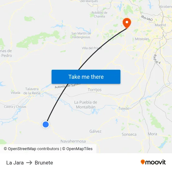 La Jara to Brunete map