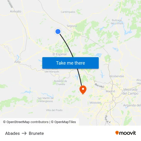 Abades to Brunete map