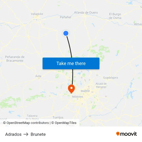 Adrados to Brunete map