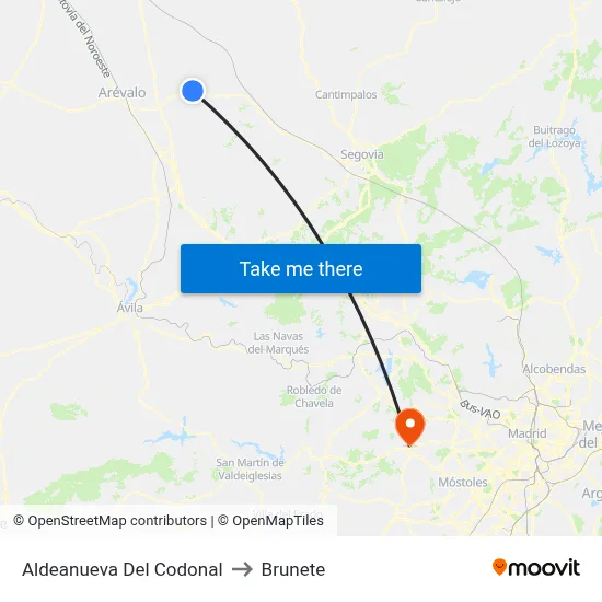 Aldeanueva Del Codonal to Brunete map