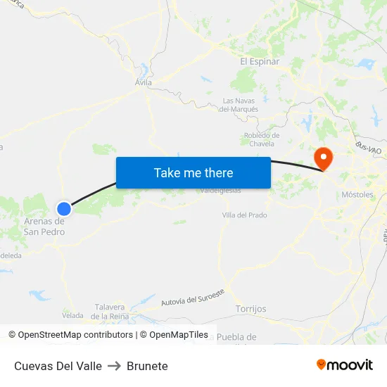 Cuevas Del Valle to Brunete map