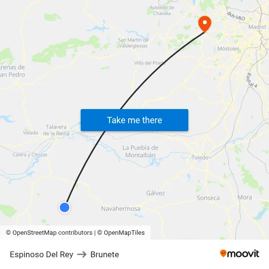 Espinoso Del Rey to Brunete map