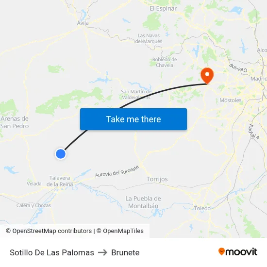 Sotillo De Las Palomas to Brunete map
