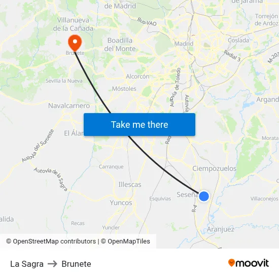 La Sagra to Brunete map