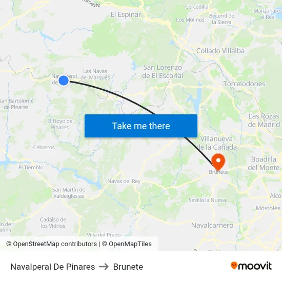 Navalperal De Pinares to Brunete map