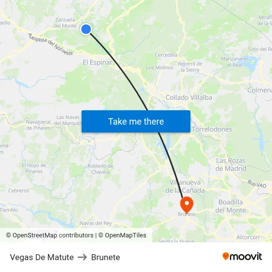 Vegas De Matute to Brunete map