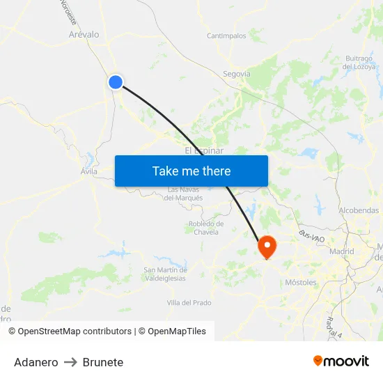 Adanero to Brunete map