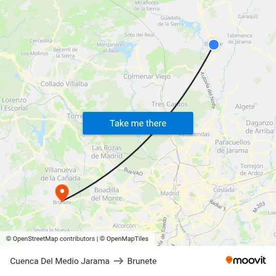 Cuenca Del Medio Jarama to Brunete map
