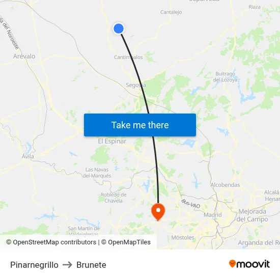 Pinarnegrillo to Brunete map