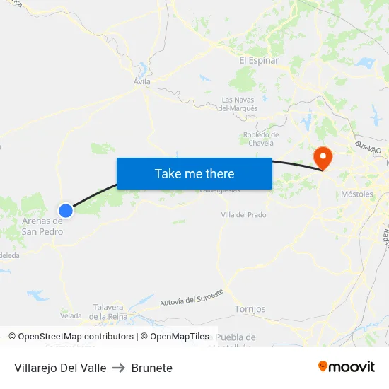 Villarejo Del Valle to Brunete map