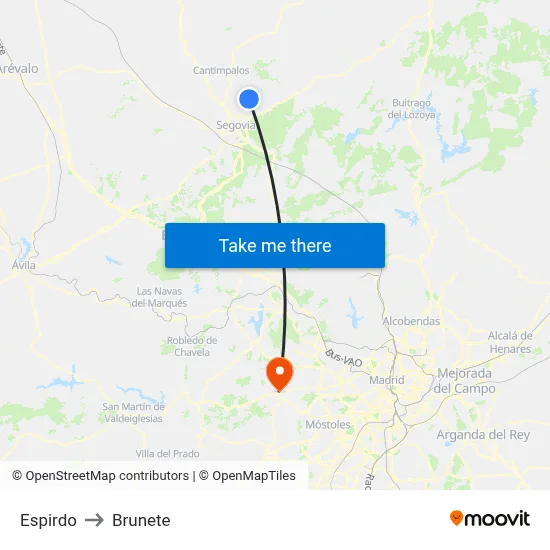 Espirdo to Brunete map