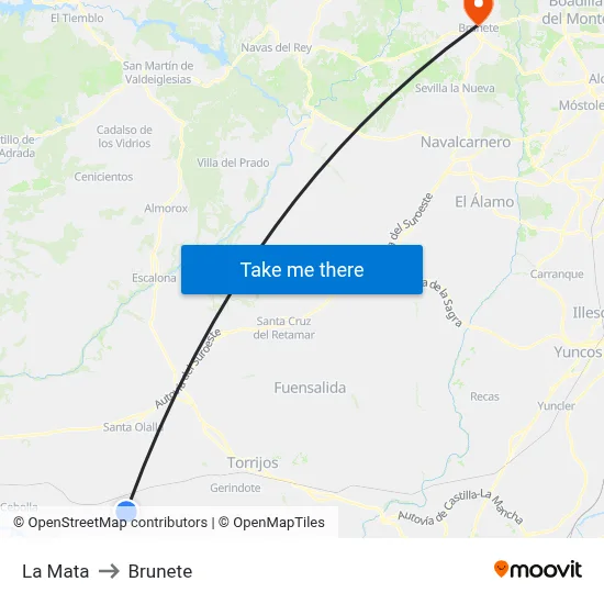 La Mata to Brunete map