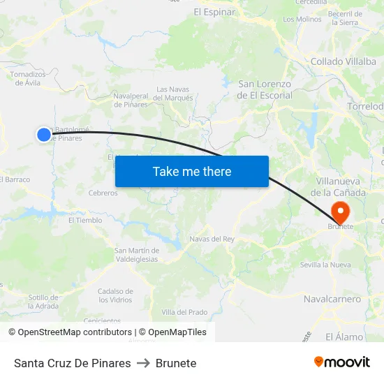 Santa Cruz De Pinares to Brunete map