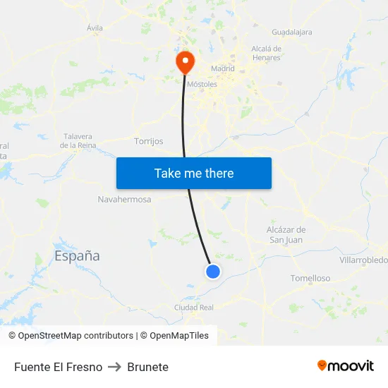 Fuente El Fresno to Brunete map