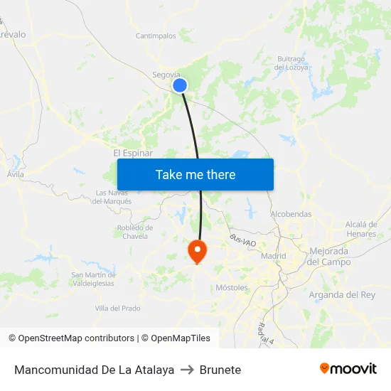 Mancomunidad De La Atalaya to Brunete map