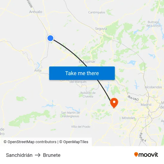 Sanchidrián to Brunete map