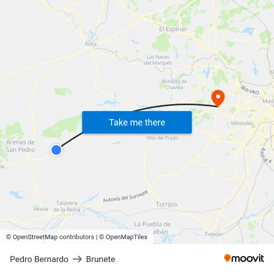 Pedro Bernardo to Brunete map