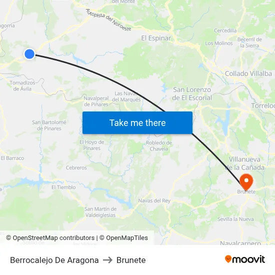Berrocalejo De Aragona to Brunete map