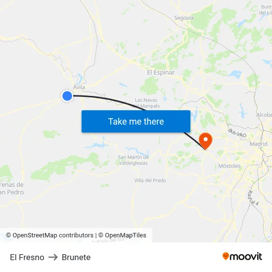 El Fresno to Brunete map