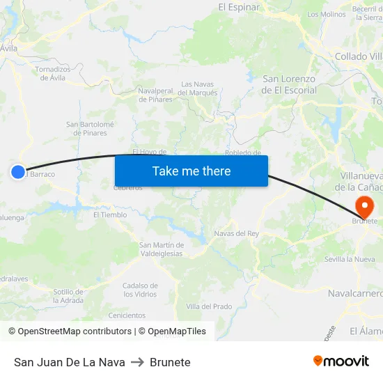 San Juan De La Nava to Brunete map