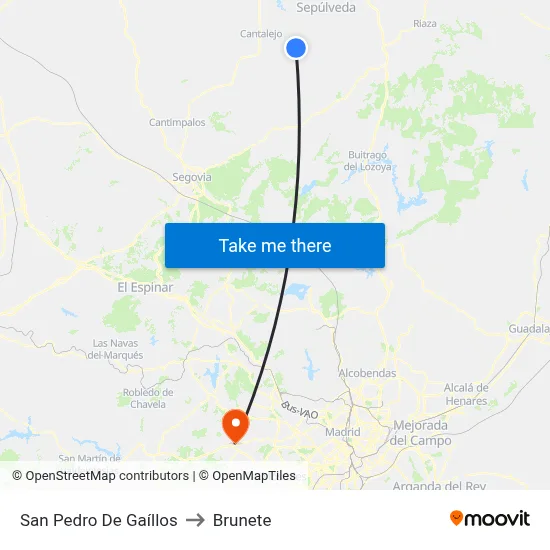San Pedro De Gaíllos to Brunete map