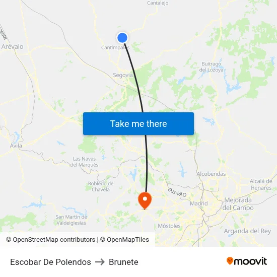 Escobar De Polendos to Brunete map