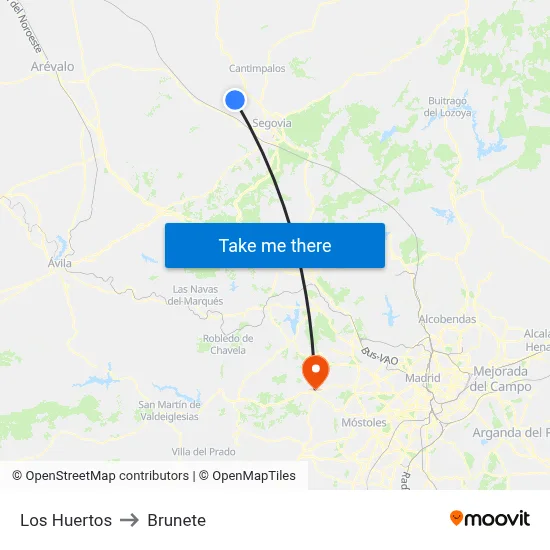 Los Huertos to Brunete map