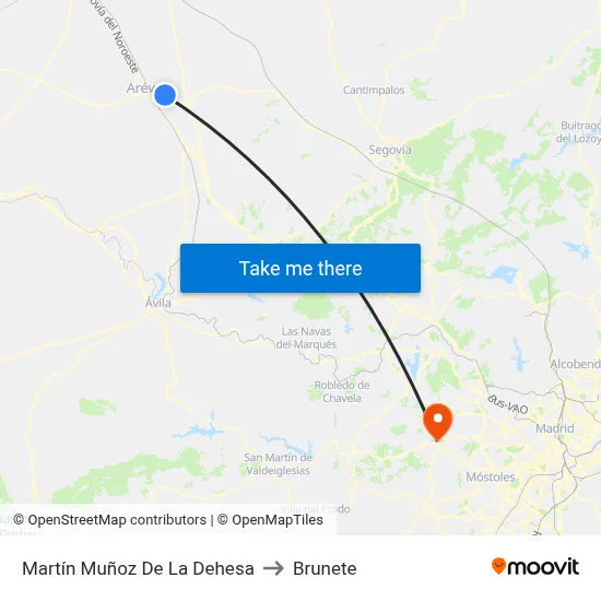 Martín Muñoz De La Dehesa to Brunete map