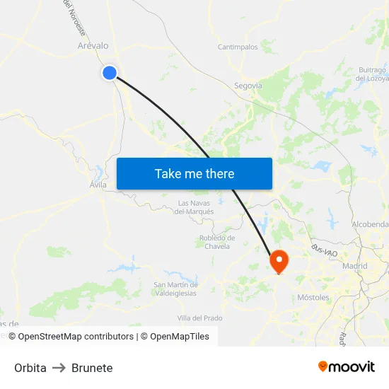 Orbita to Brunete map
