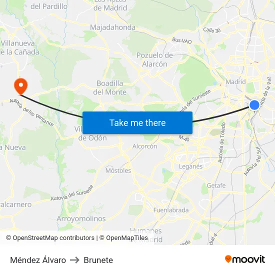 Méndez Álvaro to Brunete map
