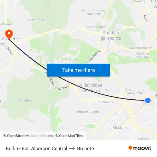 Berlín - Est. Alcorcón Central to Brunete map