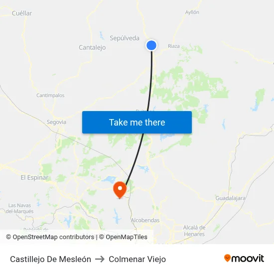 Castillejo De Mesleón to Colmenar Viejo map