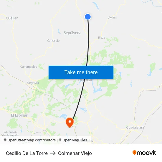 Cedillo De La Torre to Colmenar Viejo map