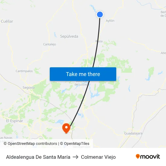 Aldealengua De Santa María to Colmenar Viejo map