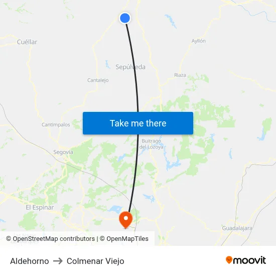 Aldehorno to Colmenar Viejo map