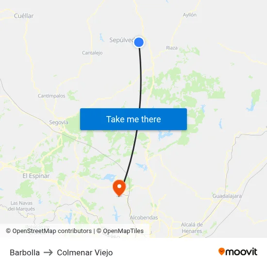 Barbolla to Colmenar Viejo map