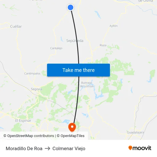 Moradillo De Roa to Colmenar Viejo map