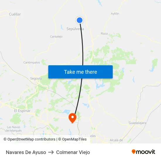 Navares De Ayuso to Colmenar Viejo map