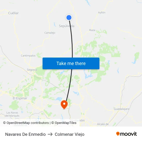 Navares De Enmedio to Colmenar Viejo map