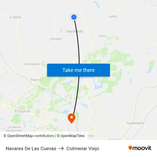Navares De Las Cuevas to Colmenar Viejo map