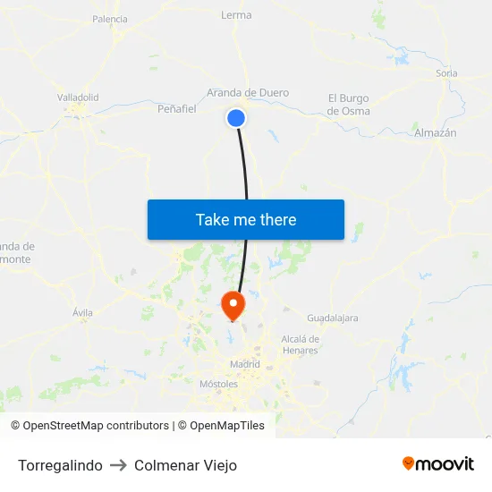 Torregalindo to Colmenar Viejo map