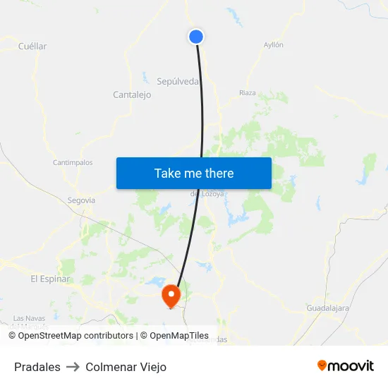 Pradales to Colmenar Viejo map