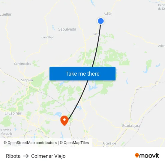 Ribota to Colmenar Viejo map