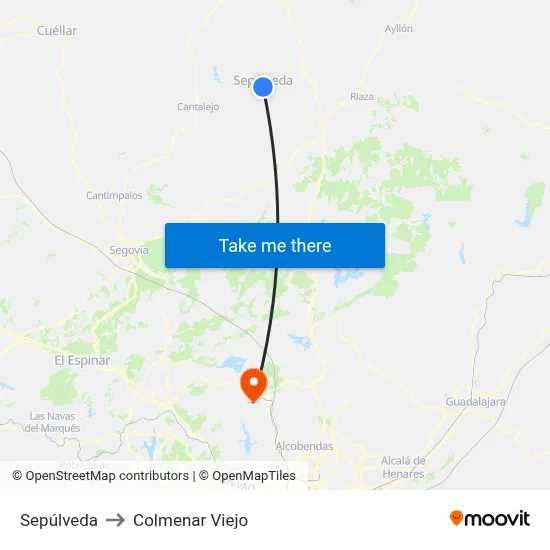 Sepúlveda to Colmenar Viejo map