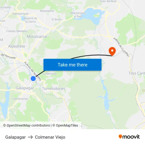 Galapagar to Colmenar Viejo map
