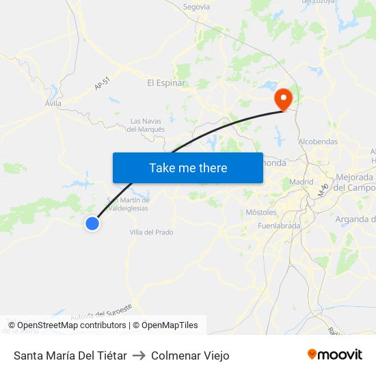 Santa María Del Tiétar to Colmenar Viejo map