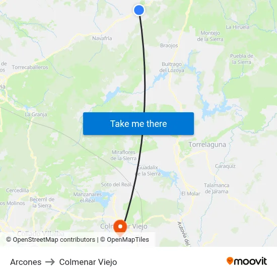 Arcones to Colmenar Viejo map