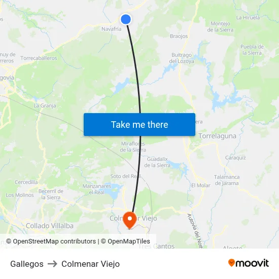 Gallegos to Colmenar Viejo map